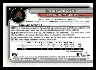 2024 Bowman #82 Slade Cecconi - Baseball Card Single