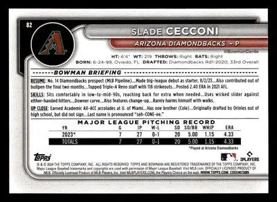 2024 Bowman #82 Slade Cecconi - Baseball Card Single
