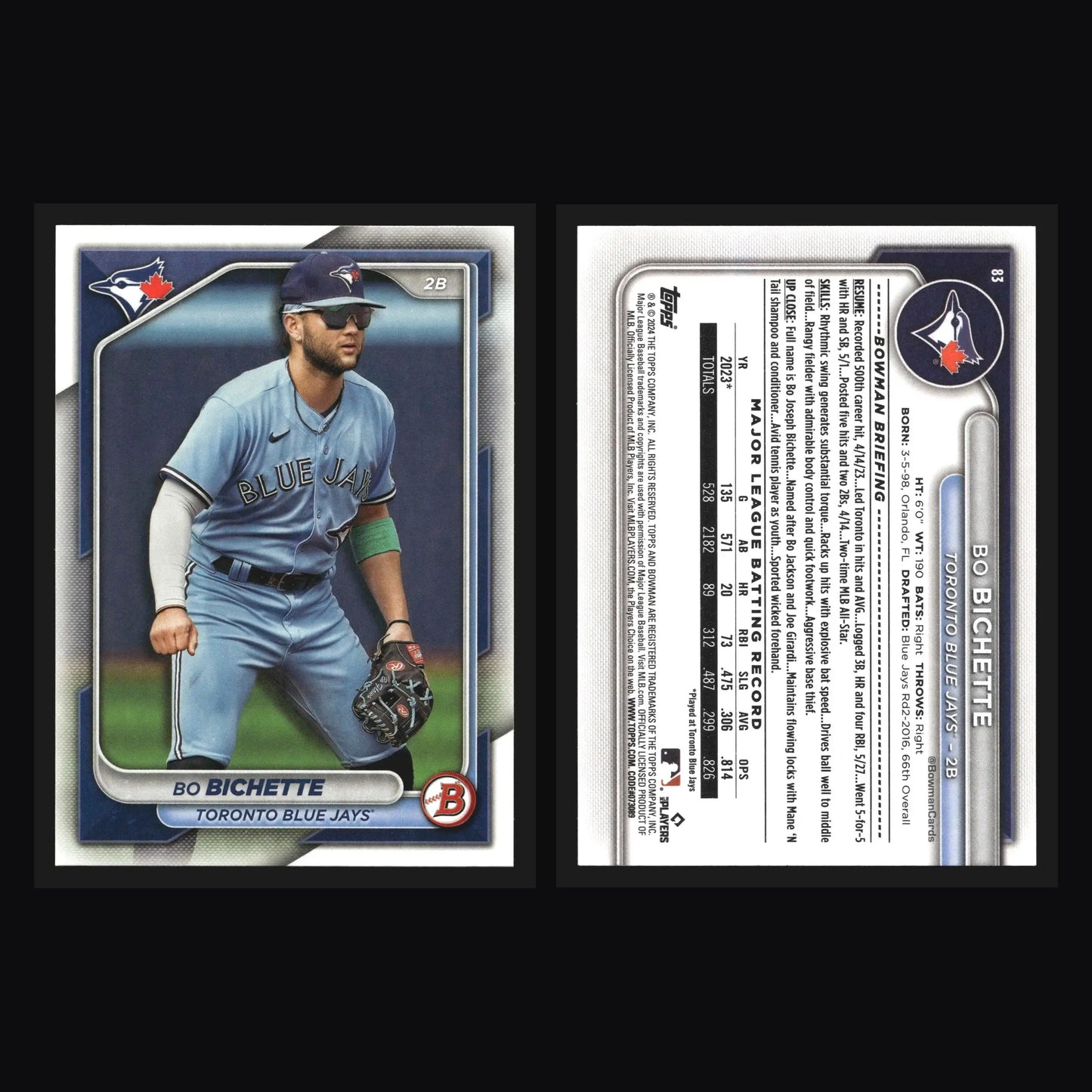 2024 Bowman #83 Bo Bichette Toronto Blue Jays - Baseball Card Single