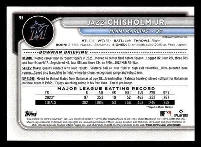2024 Bowman #95 Jazz Chisholm Jr. - Baseball Card Single