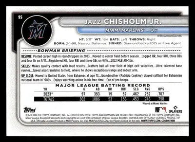 2024 Bowman #95 Jazz Chisholm Jr. - Baseball Card Single