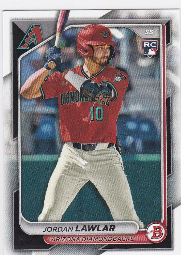 2024 Bowman Jordan Lawlar RC baseball card featuring Arizona Diamondbacks player lawlar rc arizona