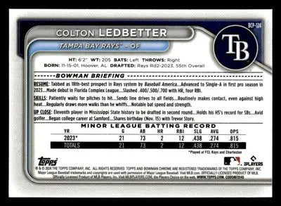 2024 Bowman #BCP-124 Colton Ledbetter Chrome Prospects - Baseball Card Single