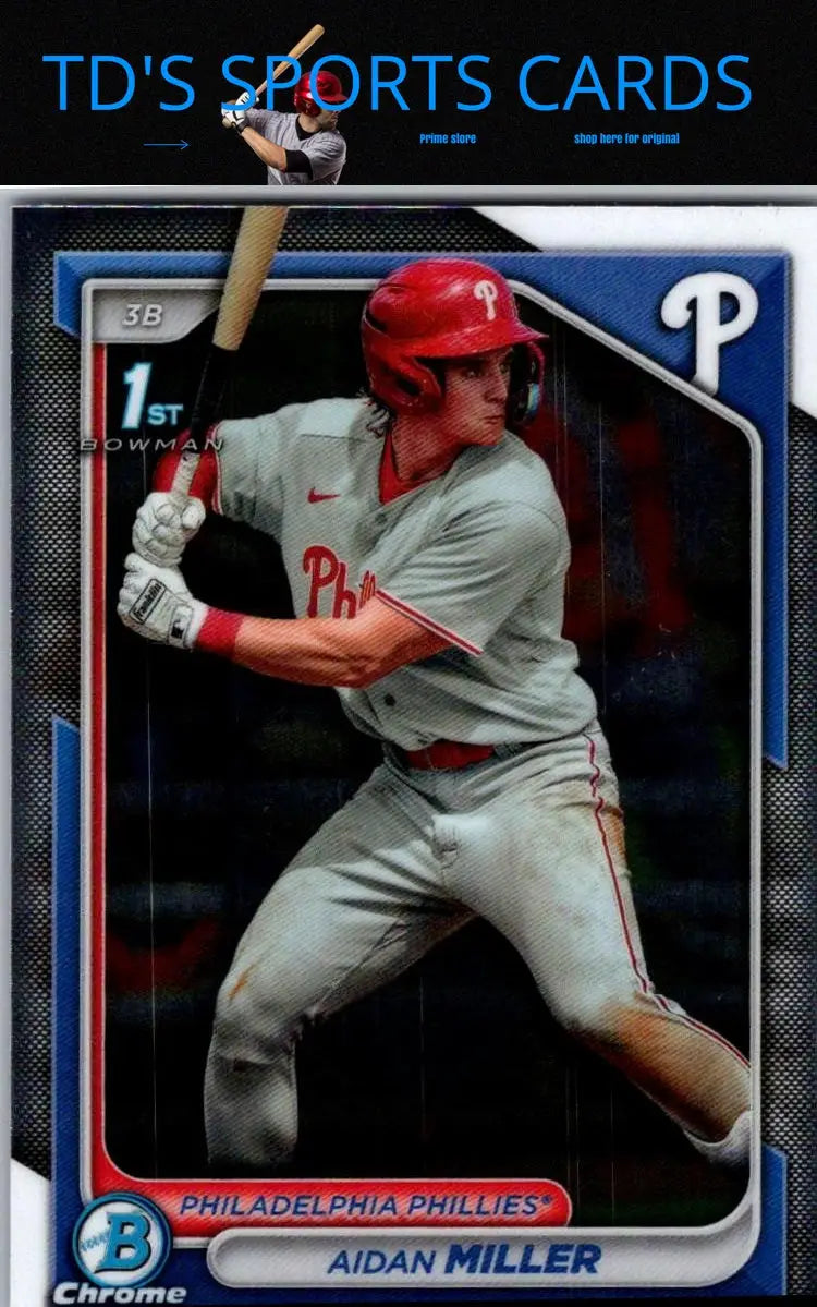 Baseball trading card of Aidan Miller from 2024 Bowman Chrome Prospects series