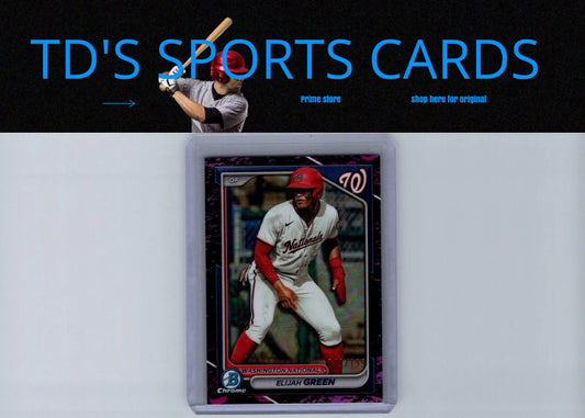Elijah Green baseball card from 2024 Bowman Prospects Fuchsia Lunar Glow Refractors