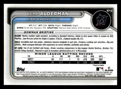 2024 Bowman #BCP-82 Kemp Alderman Chrome Prospects - Baseball Card Single