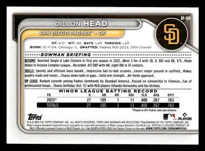 2024 Bowman #BP-109 Dillon Head Prospects - Baseball Card Single