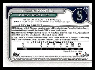 2024 Bowman #BP-110 Lazaro Montes Prospects - Baseball Card Single