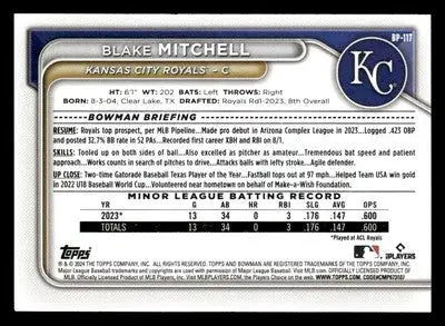 2024 Bowman #BP-117 Blake Mitchell Prospects - Baseball Card Single