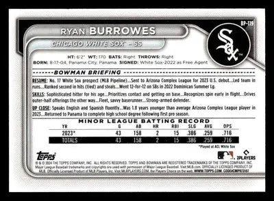 2024 Bowman #BP-119 Ryan Burrowes Prospects - Baseball Card Single