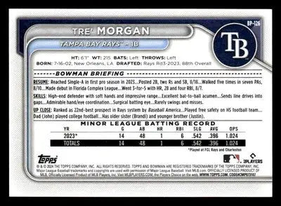 2024 Bowman #BP-126 Tre’ Morgan Prospects - Baseball Card Single