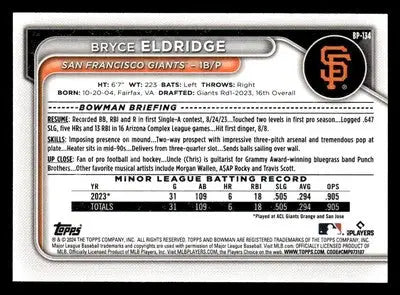 2024 Bowman #BP-134 Bryce Eldridge Prospects - Baseball Card Single