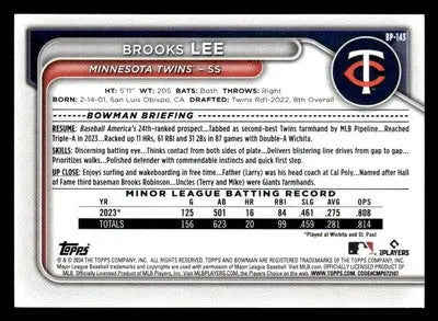 2024 Bowman #BP-143 Brooks Lee Prospects - Baseball Card Single