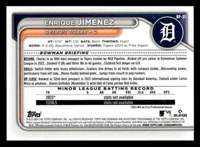 2024 Bowman #BP-31 Enrique Jimenez Prospects - Baseball Card Single