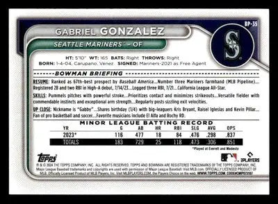 2024 Bowman #BP-35 Gabriel Gonzalez Prospects - Baseball Card Single