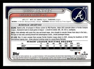 2024 Bowman #BP-39 Diego Benitez Prospects - Baseball Card Single
