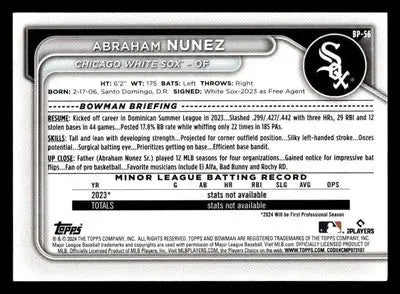 2024 Bowman #BP-56 Abraham Nunez Prospects - Baseball Card Single