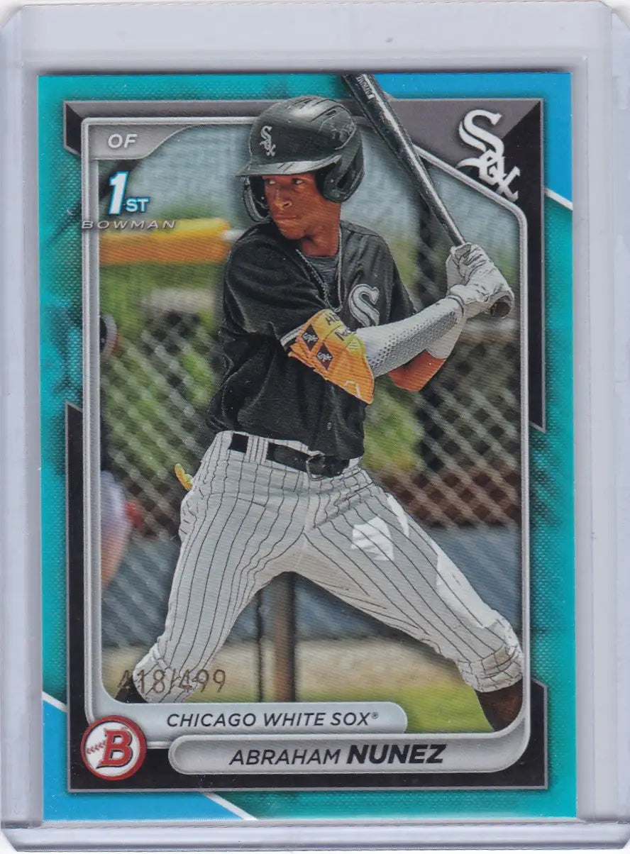 Abraham Nunez Sky Blue baseball card for Chicago White Sox 2024 Bowman #BP-56 418/499