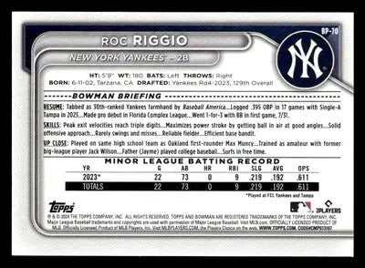 2024 Bowman #BP-70 Roc Riggio Prospects - Baseball Card Single