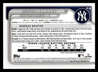 2024 Bowman #BP-85 Agustin Ramirez Prospects - Baseball Card Single