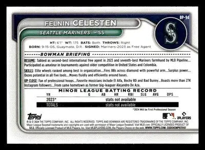 2024 Bowman #BP-94 Felnin Celesten Prospects - Baseball Card Single