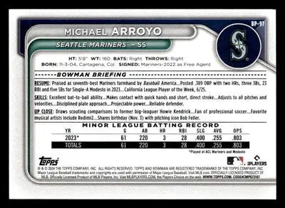 2024 Bowman #BP-97 Michael Arroyo Prospects - Baseball Card Single