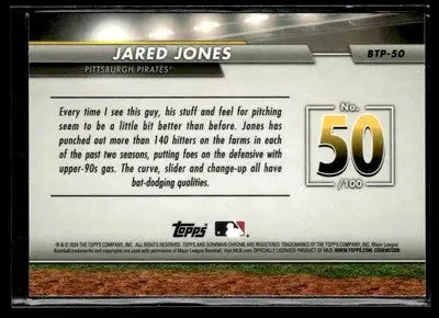 2024 Bowman #BTP-50 Jared Jones Bowman Scouts’ Top 100 - Baseball Card Single