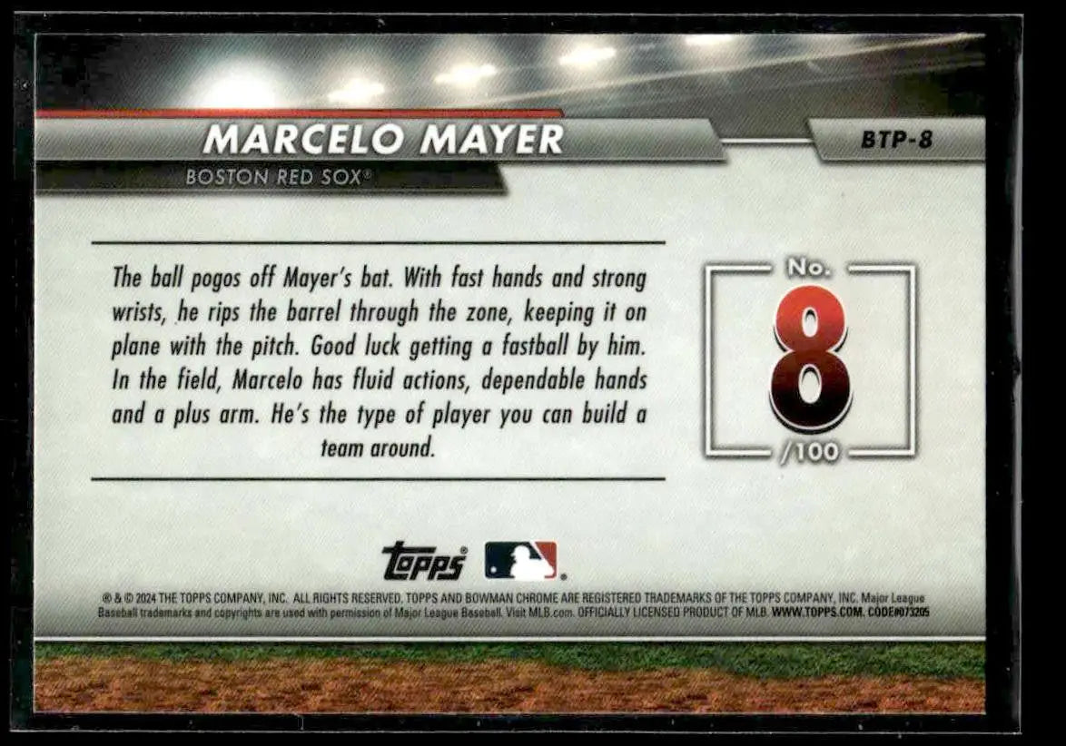 2024 Bowman #BTP-8 Marcelo Mayer Bowman Scouts’ Top 100 - Baseball Card Single