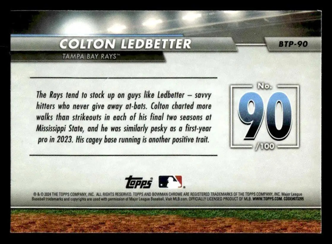 2024 Bowman #BTP-90 Colton Ledbetter Bowman Scouts’ Top 100 - Baseball Card Single