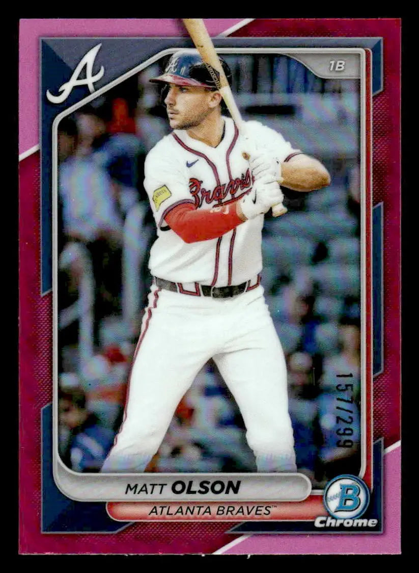 2024 Bowman Chrome #11 Matt Olson Fuchsia Refractors #/299 - Baseball Card Single