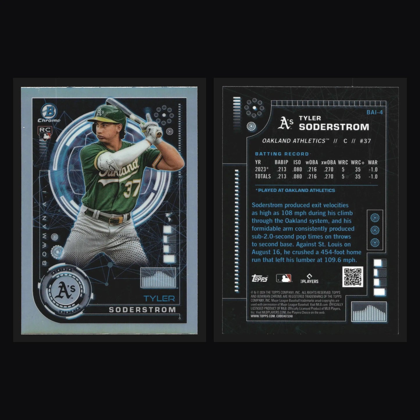 2024 Bowman Chrome Bowman A.I. #BAI-4 Tyler Soderstrom Refractor RC - Baseball Card Single