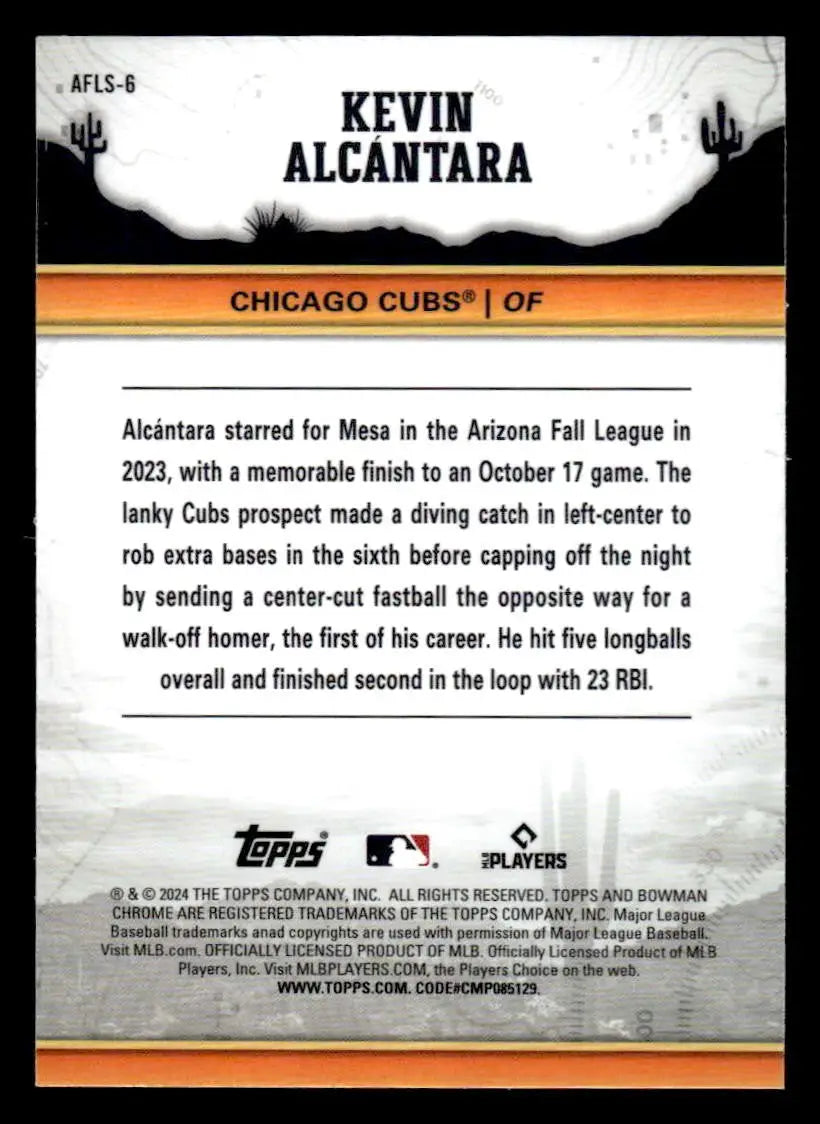2024 Bowman Chrome #AFLS-6 Kevin Alcántara 2023 AFL Fall Stars - Baseball Card Single