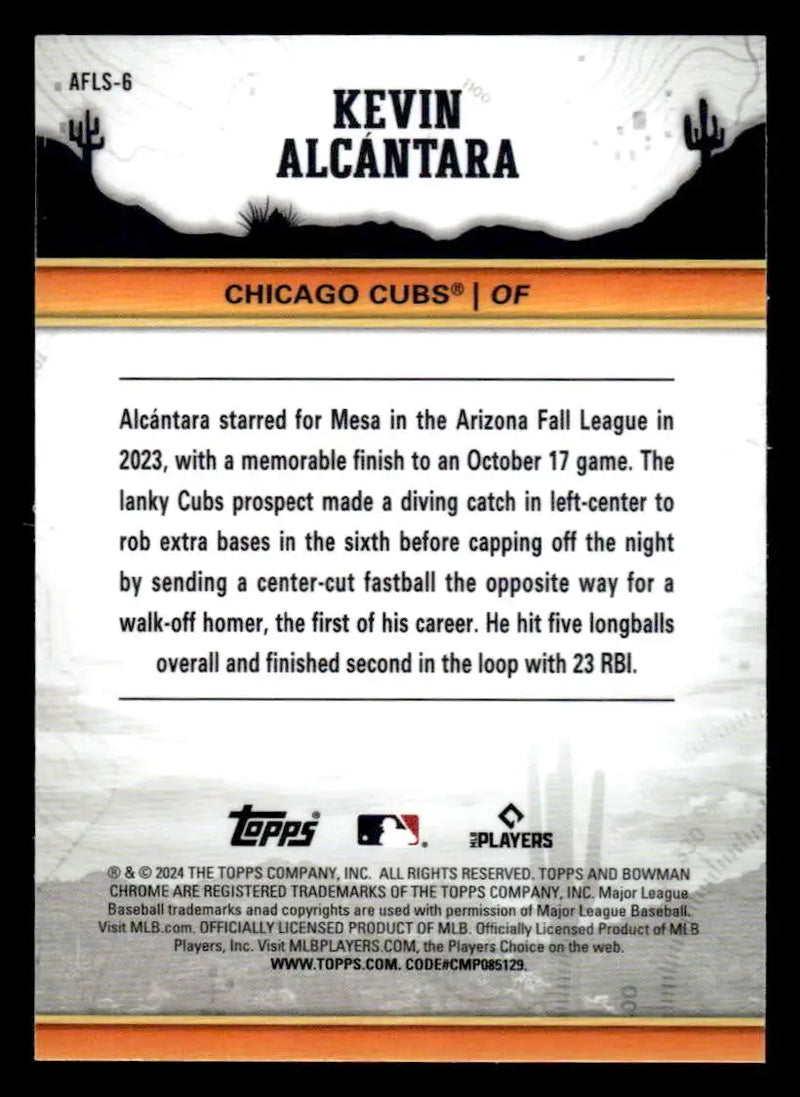 2024 Bowman Chrome #AFLS-6 Kevin Alcántara 2023 AFL Fall Stars - Baseball Card Single