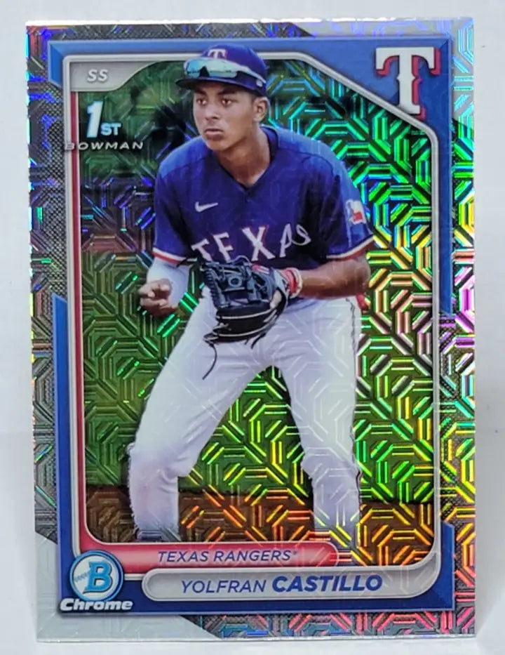 Yolfran Castillo Bowman Chrome megabox mojo refractor baseball card for Rangers