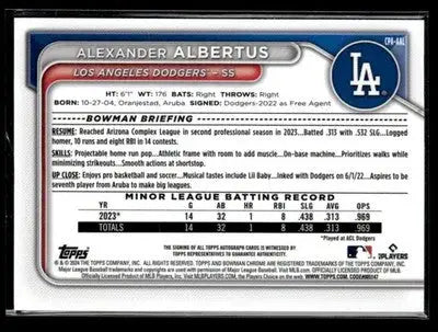 2024 Bowman Chrome #CPA-AAL Alexander Albertus Autos Green Lava Refractors - Baseball Card Single