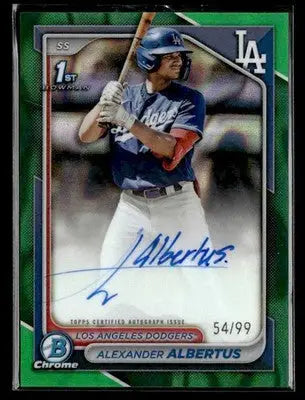 2024 Bowman Chrome #CPA-AAL Alexander Albertus Autos Green Lava Refractors - Baseball Card Single