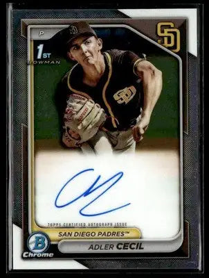2024 Bowman Chrome #CPA-CA Adler Cecil Prospects Autographs - Baseball Card Single