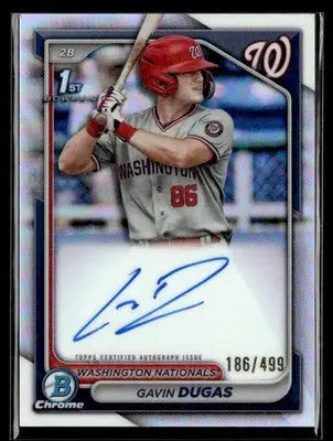 2024 Bowman Chrome #CPA-GD Gavin Dugas Prospects Autographs Refractors #/499 - Baseball Card Single
