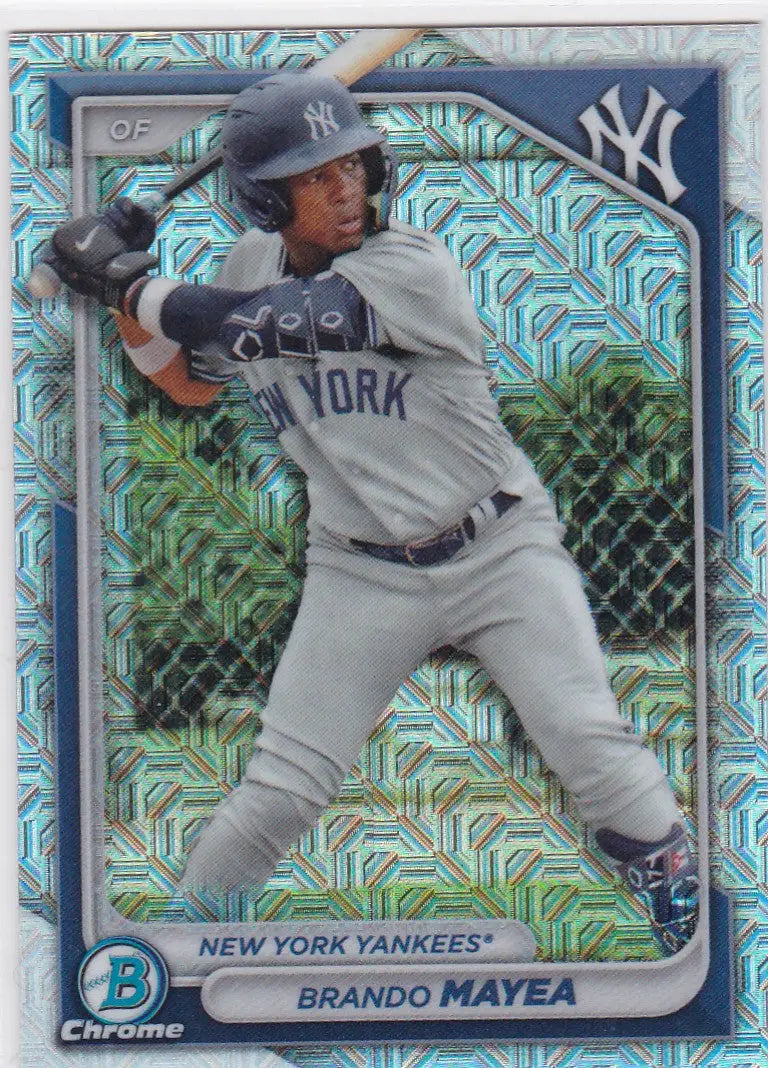 Brando Mayea baseball card in 2024 Bowman Chrome Mojo Refractor series