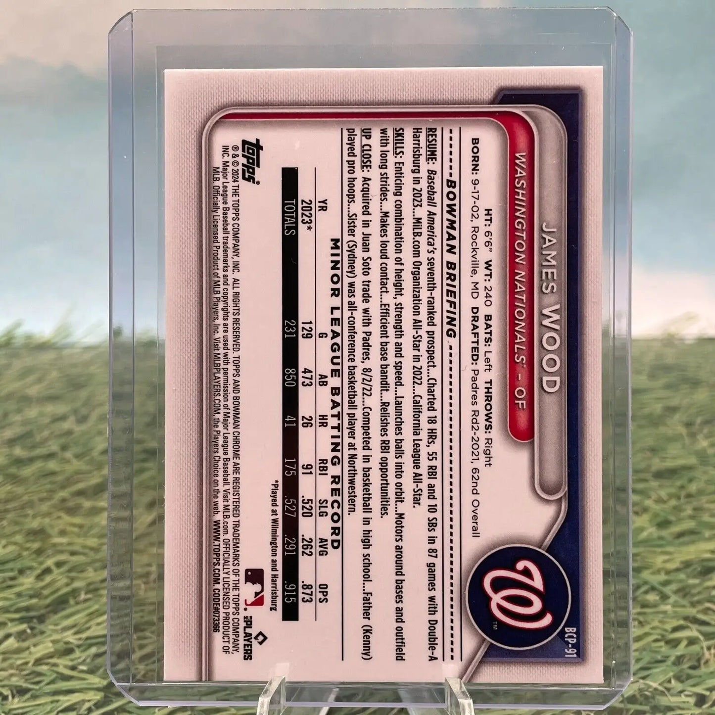 James Wood 2024 Bowman Chrome Prospect Mojo Refractor Rookie Card BCP-91