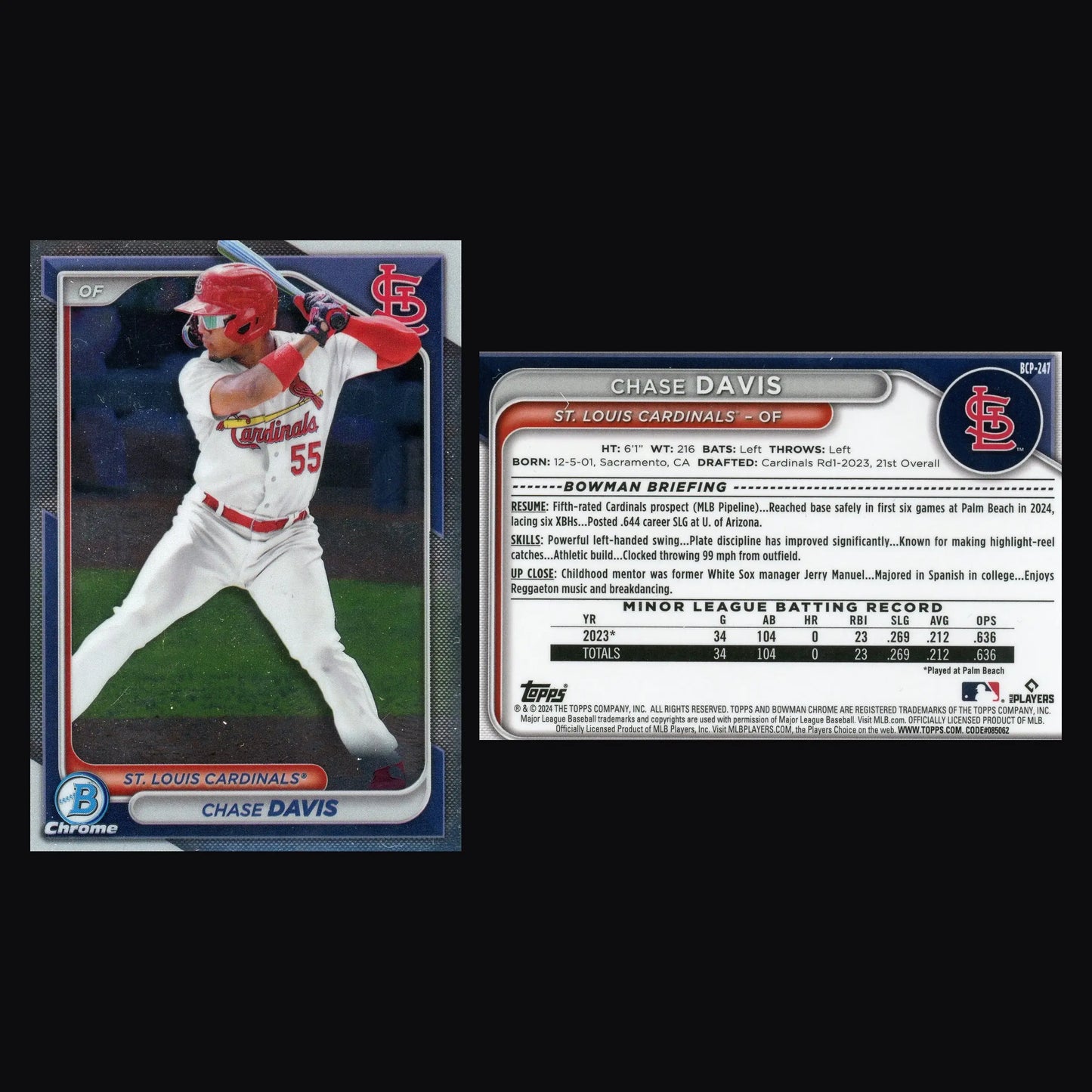 2024 Bowman Chrome Prospects Chase Davis #BCP-247 St. Louis Cardinals - Baseball Card Single