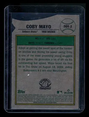 2024 Bowman Chrome Rookie of the Year Favorites Coby Mayo #ROY-2 RC Baseball - Baseball Card Single