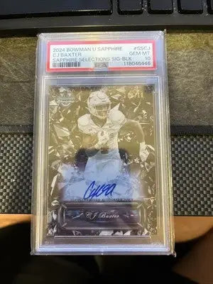 2024 Bowman Chrome U Sapphire CJ Baxter Auto Sapphire Selections /10 PSA 10 - Football Card Single