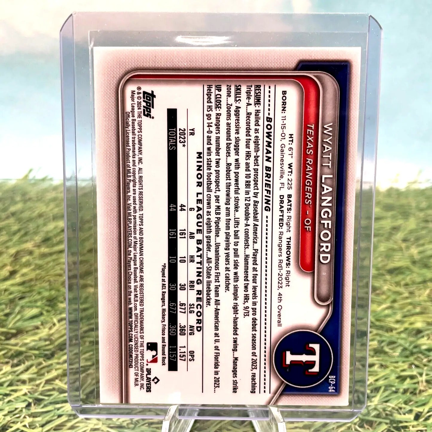 2024 Bowman Chrome- Wyatt Langford - #BCP-64 - Rangers - Baseball Card Single