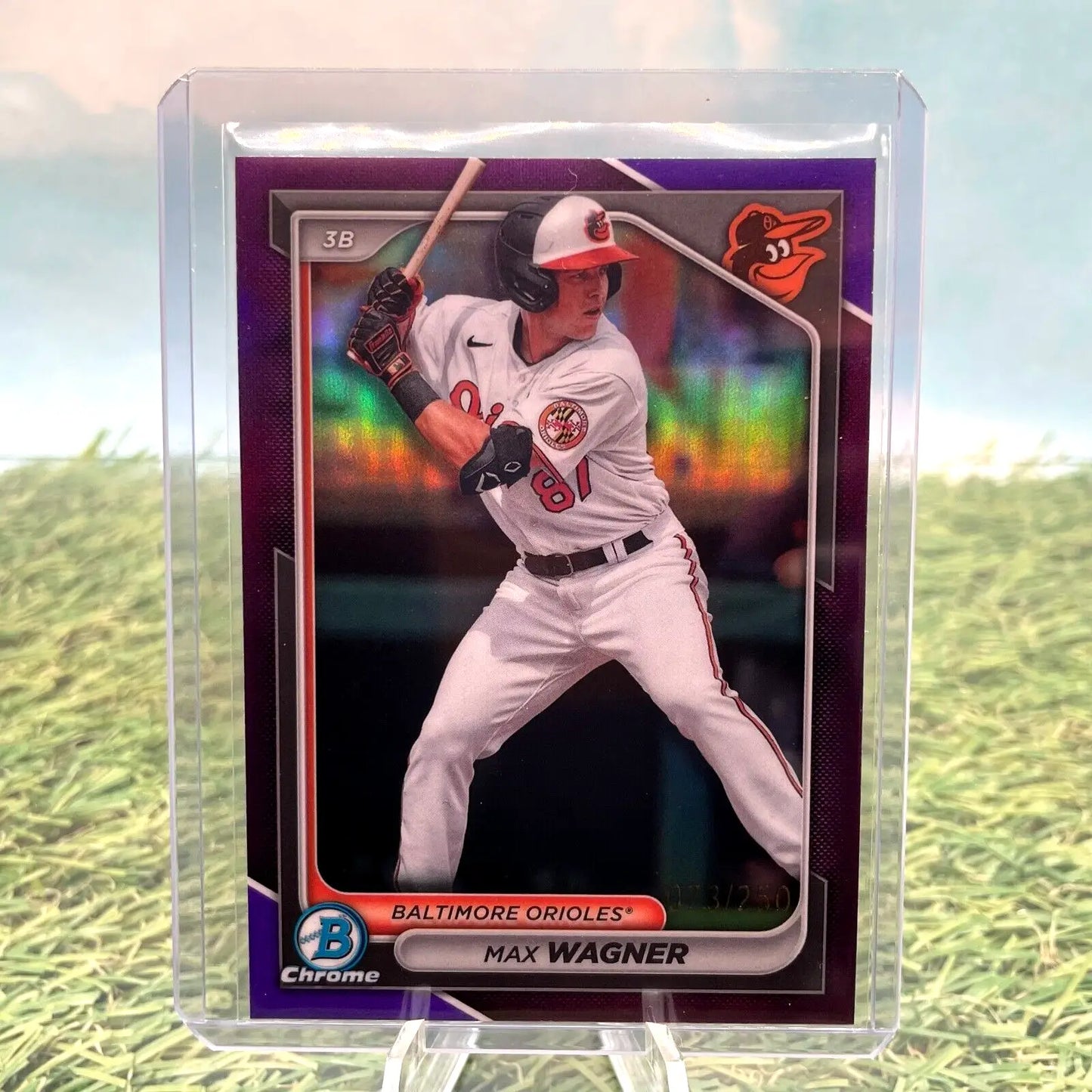Max Wagner baseball card from 2024 Bowman Purple Refractor /250 collectible