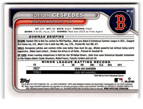 2024 Bowman Mega Box Mojo Prospects Refractor #BCP-139 Yoeilin Cespedes ID:70671 - Baseball Card Single