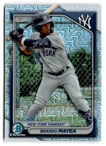 Brando Mayea baseball card from 2024 Bowman Mega Box Mojo Prospects Refractor