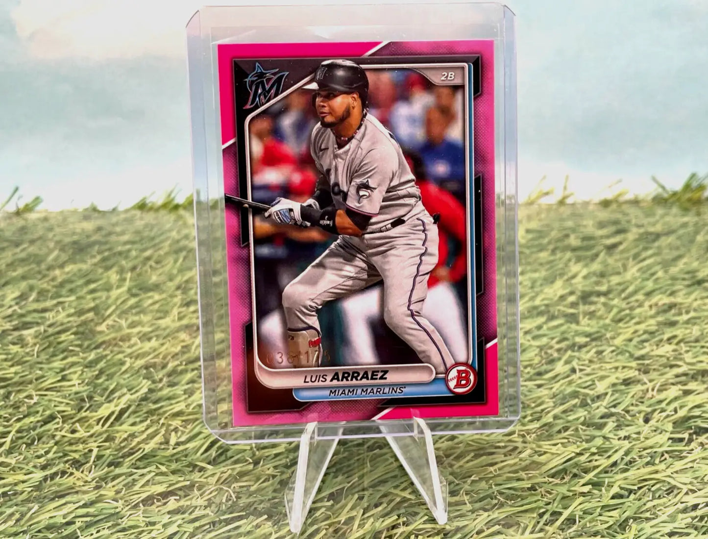 Pink Luis Arraez baseball card from 2024 Bowman Pink Parallel #038/175 Padres #51
