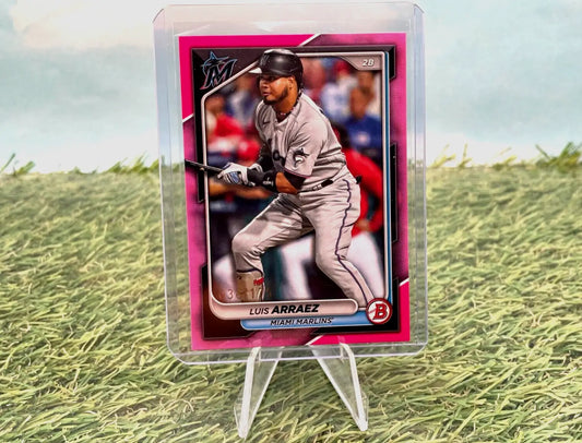 Pink Luis Arraez baseball card from 2024 Bowman Pink Parallel #038/175 Padres #51