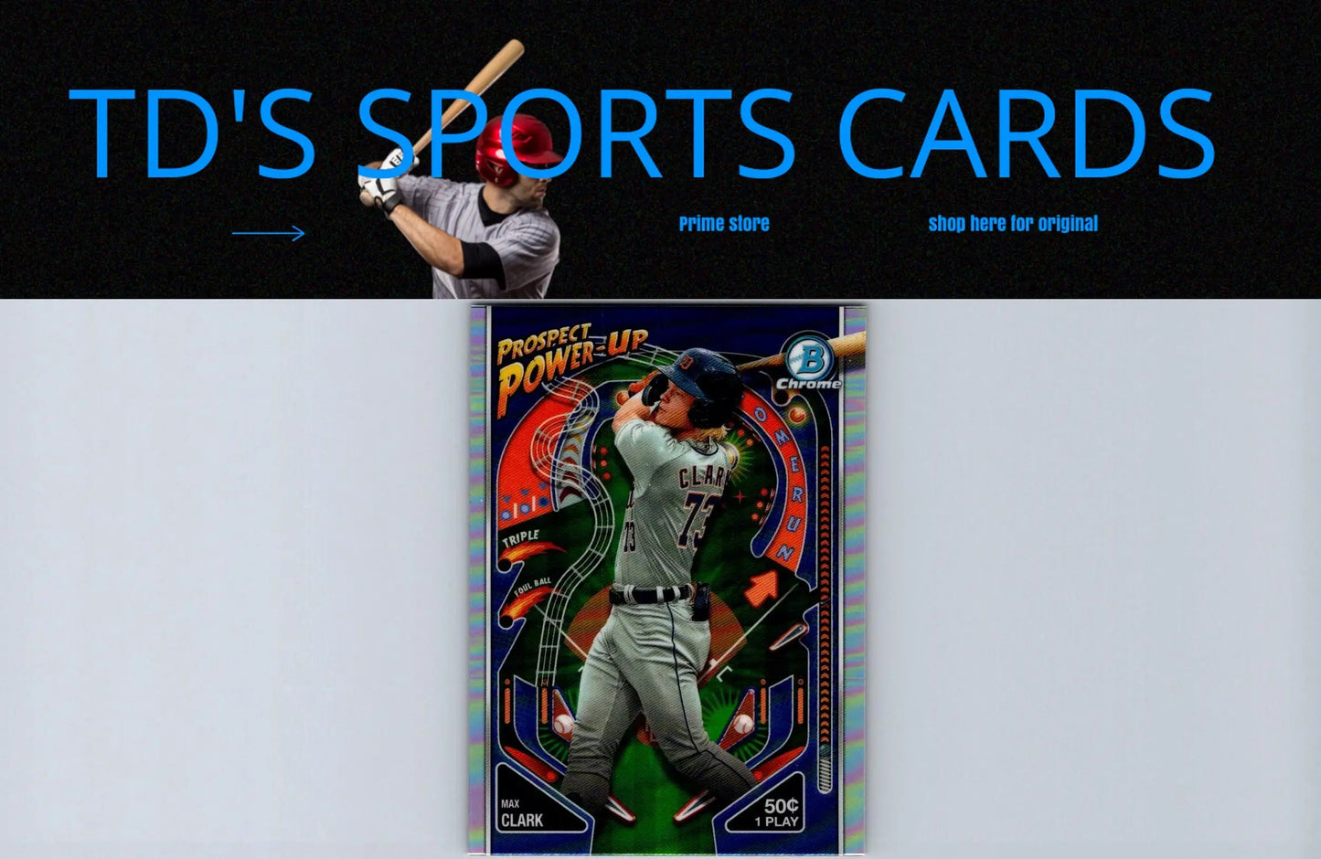 Baseball trading card of Max Clark Prospect featuring Mojo Refractors from 2024 Bowman
